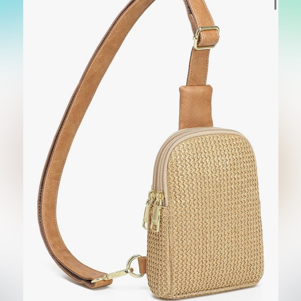 Brand new  Straw Bag Small Sling Beach Bag Crossbody Bags Rattan Woven Purse